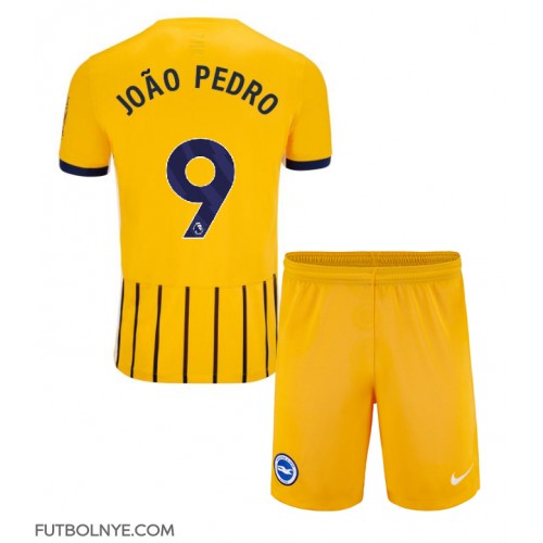 Camiseta Brighton Joao Pedro #9 Visitante Equipación para niños 2024-25 manga corta (+ pantalones cortos)